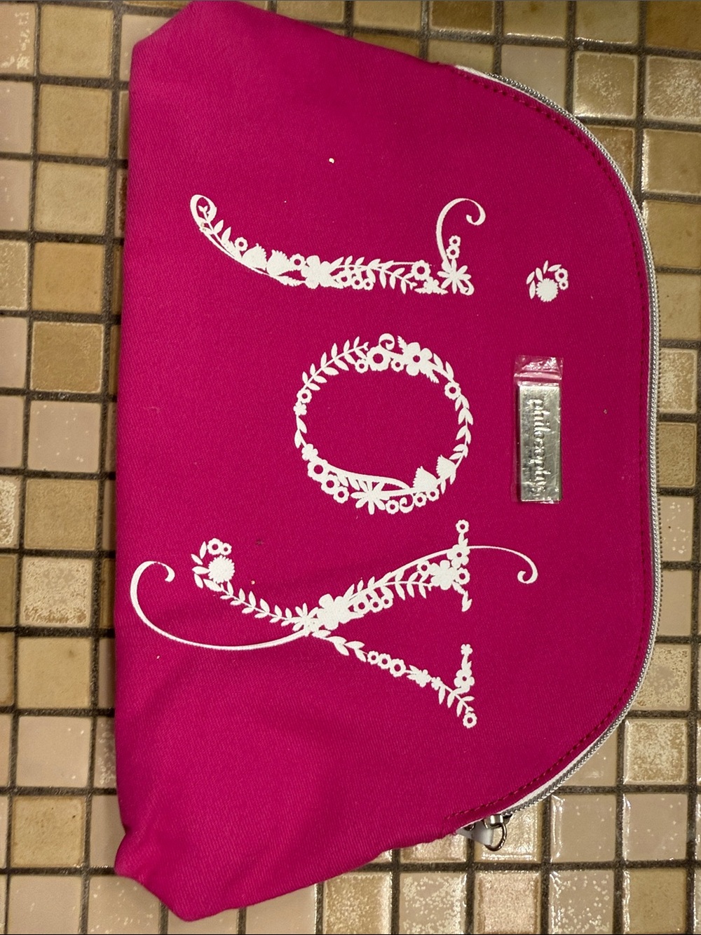 NWT Philosophy JOY Pink Floral Accent Cosmetic Pouch